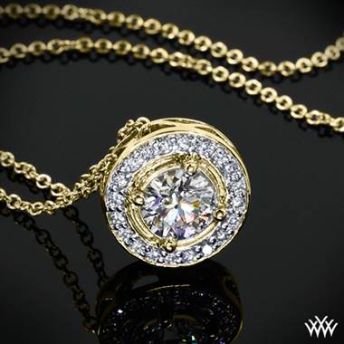 18k Yellow Gold "Halo Prong" Diamond Pendant - Setting only