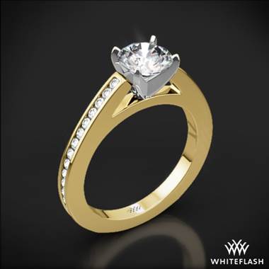 18k Yellow Gold Honey Channel-Set Diamond Engagement Ring with Platinum Head