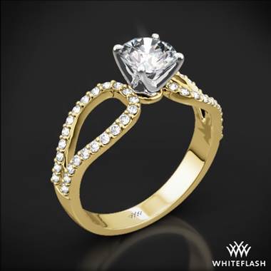18k Yellow Gold Infinity Diamond Engagement Ring with White Gold Head