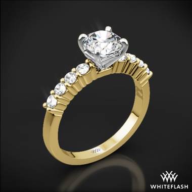 18k Yellow Gold Legato Shared-Prong Diamond Engagement Ring with White Gold Head