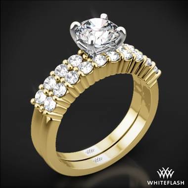 18k Yellow Gold Legato Shared Prong Diamond Wedding Set