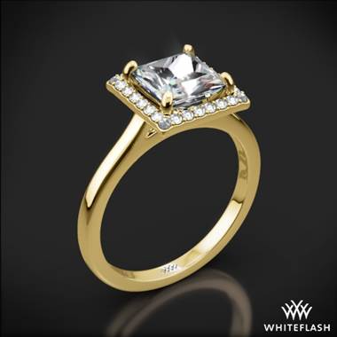 18k Yellow Gold Princess Halo Solitaire Engagement Ring