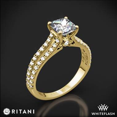 18k Yellow Gold Ritani 1PCZ2488 Double French-Set 'V' Diamond Engagement Ring for Princess