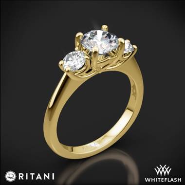 18k Yellow Gold Ritani 1RZ1015P Three Stone Engagement Ring