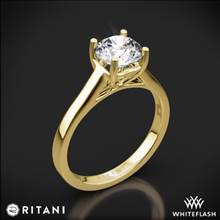 18k Yellow Gold Ritani 1RZ1178 Diamond Tulip Cathedral Solitaire Engagement Ring | Whiteflash
