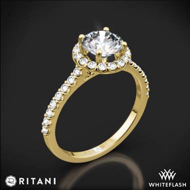 18k Yellow Gold Ritani 1RZ1323 French-Set Halo Diamond Engagement Ring