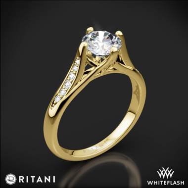 18k Yellow Gold Ritani 1RZ1379 Vintage Tulip Diamond Engagement Ring