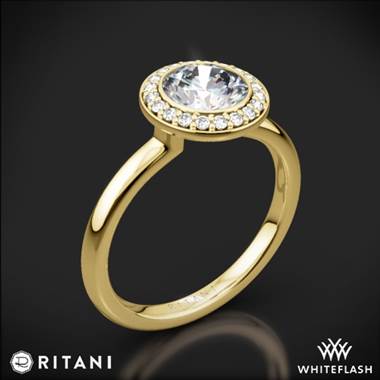 18k Yellow Gold Ritani 1RZ1851 Bezel-Set Halo Diamond Solitaire Engagement Ring