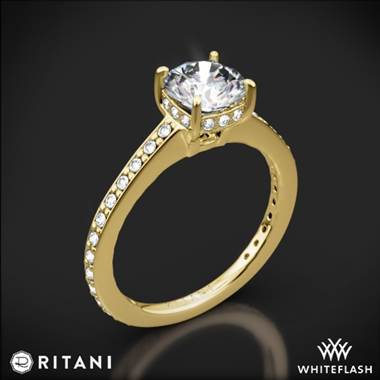 18k Yellow Gold Ritani 1RZ1966 Micropave Diamond Engagement Ring
