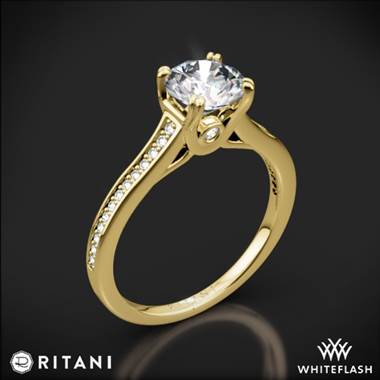 18k Yellow Gold Ritani 1RZ2493 Micropave Diamond Engagement Ring