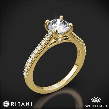 18k Yellow Gold Ritani 1RZ2498 French-Set Diamond Engagement Ring