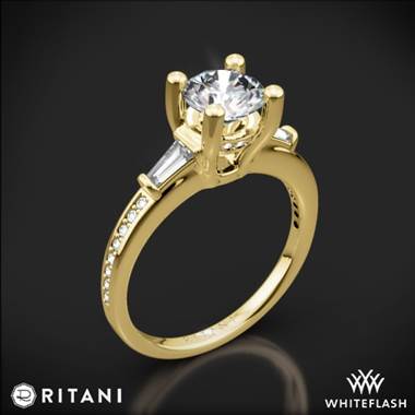 18k Yellow Gold Ritani 1RZ3051 Tapered Baguette Three Stone Engagement Ring