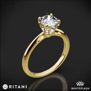 18k Yellow Gold Ritani 1RZ3279 Embellished Prong Solitaire Engagement Ring