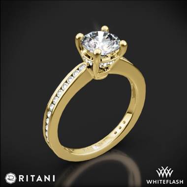 18k Yellow Gold Ritani 1RZ3447 Tapered Channel-Set Diamond Engagement Ring