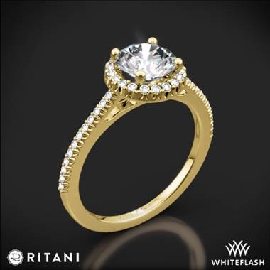 18k Yellow Gold Ritani 1RZ3702 French-Set Halo Diamond Engagement Ring