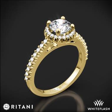 18k Yellow Gold Ritani 1RZ3705 French-Set Halo Diamond Engagement Ring