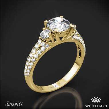 18k Yellow Gold Simon G. MR2208 Caviar Three Stone Engagement Ring