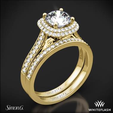18k Yellow Gold Simon G. MR2395 Passion Halo Diamond Wedding Set