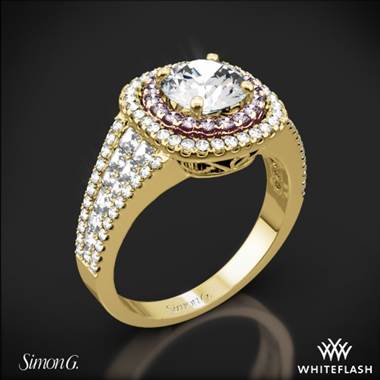 18k Yellow Gold Simon G. MR2453 Passion Double Halo Diamond Engagement Ring