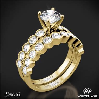 18k Yellow Gold Simon G. MR2566 Caviar Diamond  Wedding Set