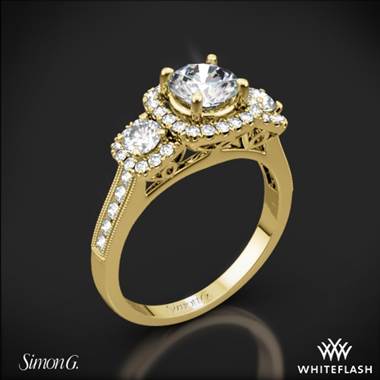 18k Yellow Gold Simon G. NR464 Passion Three Stone Engagement Ring