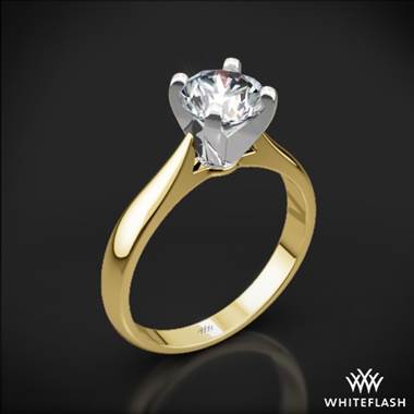 18k Yellow Gold Sleek Line Solitaire Engagement Ring with Platinum Head