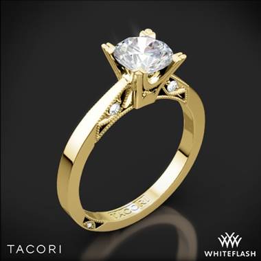 18k Yellow Gold Tacori 2584RD Simply Tacori Flat-Edge Solitaire Engagement Ring For 0.75ct Center Diamond