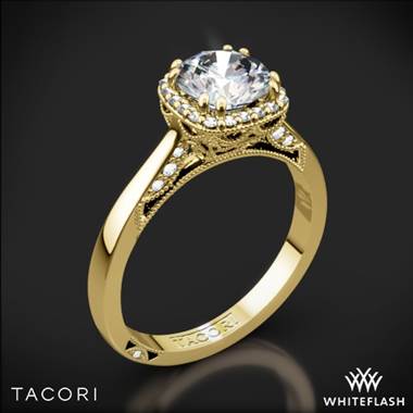 18k Yellow Gold Tacori 2620RD Dantela Crown Solitaire Engagement Ring for 0.75ct center