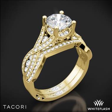 18k Yellow Gold Tacori 2647RD Ribbon Diamond Wedding Set