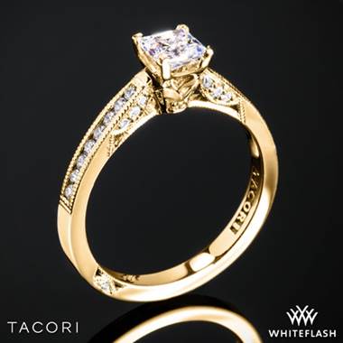 18k Yellow Gold Tacori 3003 Simply Tacori Diamond Engagement Ring for Princess with 0.50ct Diamond Center