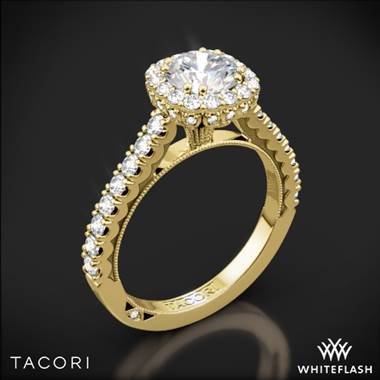 18k Yellow Gold Tacori 37-2CU Full Bloom Cushion Halo Diamond Engagement Ring
