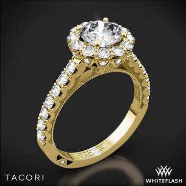 18k Yellow Gold Tacori 37-2RD Full Bloom Round Halo Diamond Engagement Ring