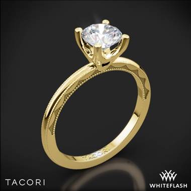 18k Yellow Gold Tacori 40-1.5RD Sculpted Crescent Millgrain Solitaire Engagement Ring