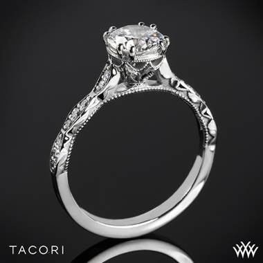 18k Yellow Gold Tacori 57-2RD Sculpted Crescent Elevated Crown Diamond Engagement Ring