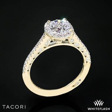 18k Yellow Gold Tacori HT2547 Petite Crescent Celestial Diamond Engagement Ring