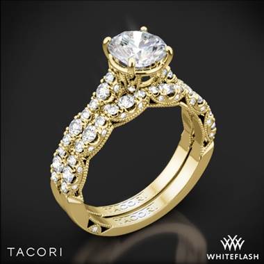18k Yellow Gold Tacori HT2558RD Petite Crescent Diamond Wedding Set
