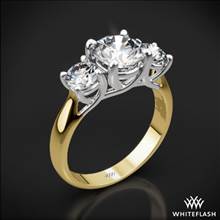 18k Yellow Gold Trellis 3 Stone Engagement Ring with Platinum Head (Setting Only) | Whiteflash