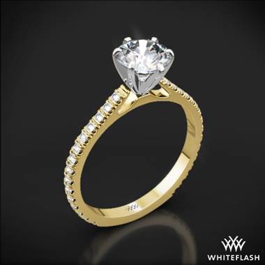 18k Yellow Gold Valoria Cathedral French-Set Diamond Engagement Ring with White Gold Head