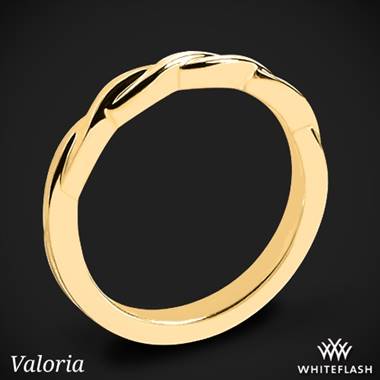 18k Yellow Gold Valoria Flora Twist Matching Solitaire Wedding Ring