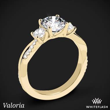 18k Yellow Gold Valoria Flora Twist Three Stone Diamond Engagement Ring
