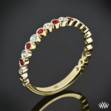 18k Yellow Gold Valoria Jazz Bezel Diamond and Ruby Ring