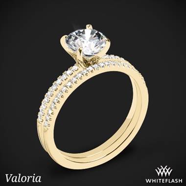 18k Yellow Gold Valoria Micropave Diamond Wedding Set