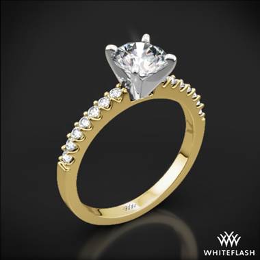 18k Yellow Gold Valoria Petite Shared Prong Diamond Engagement Ring with White Gold Head