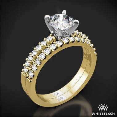 18k Yellow Gold Valoria Petite Shared Prong Diamond Wedding Set
