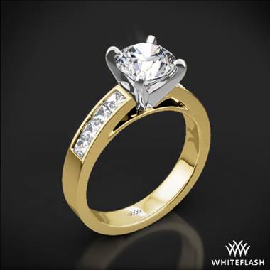 18k Yellow Gold Valoria Princess Channel-Set Diamond Engagement Ring with White Gold Head