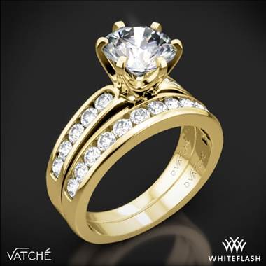 18k Yellow Gold Vatche 1020 6-Prong Channel Diamond Diamond Wedding Set