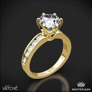 18k Yellow Gold Vatche 1020 6-Prong Channel Diamond Engagement Ring