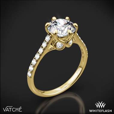 18k Yellow Gold Vatche 1054 Swan French Pave Diamond Engagement Ring