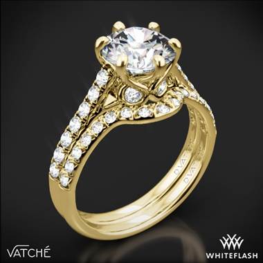 18k Yellow Gold Vatche 1054 Swan French Pave Diamond Wedding Set