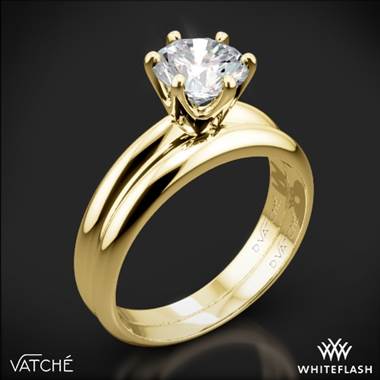 18k Yellow Gold Vatche U-113 6-Prong Solitaire Wedding Set for 2ct and Larger Diamonds